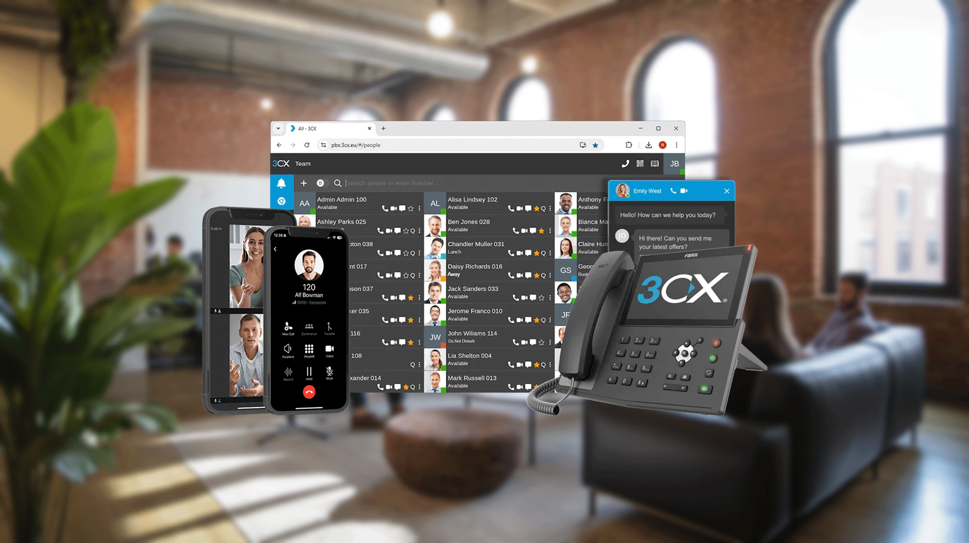 Écrans de communication d'entreprise dans un bureau moderne