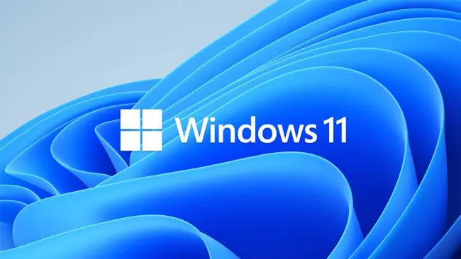 Logo Windows 11 sur fond bleu ondulé