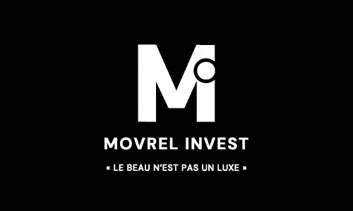 Logo Movrel Invest, slogan 'Le beau n'est pas un luxe'
