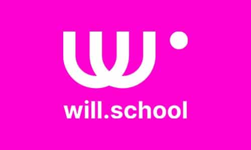 Logo will.school fond rose et blanc